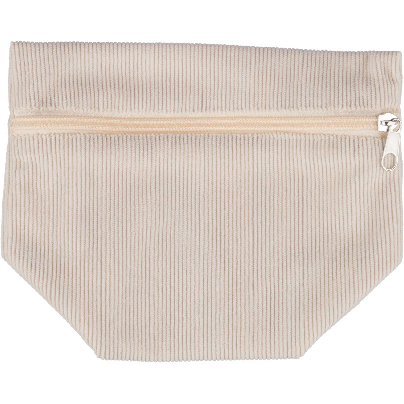 Trousse à maquillage zippée en velours côtelé Tia
