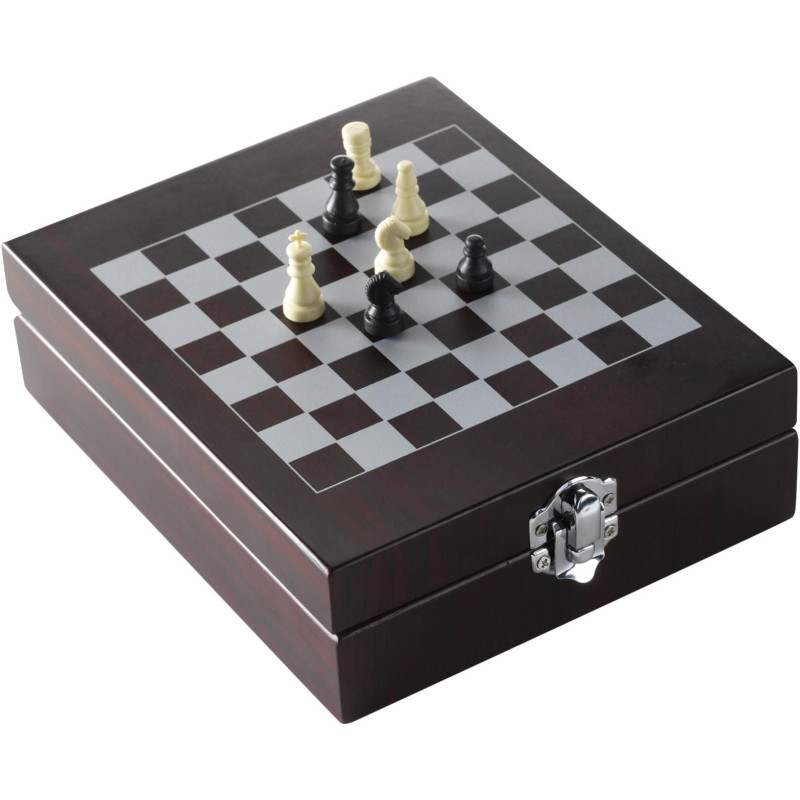 Set de vin Renée | Coffret en bois | Couvercle damier | 4 pcs