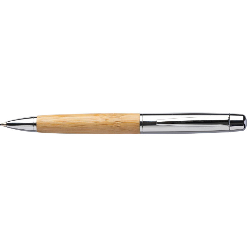 Stylo bille twist en acier inoxydable et bambou Anke